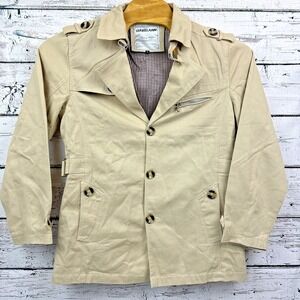 David Ann Trench Coat‎ Jacket Modern Fit Button Front Details Tan [Size Small]